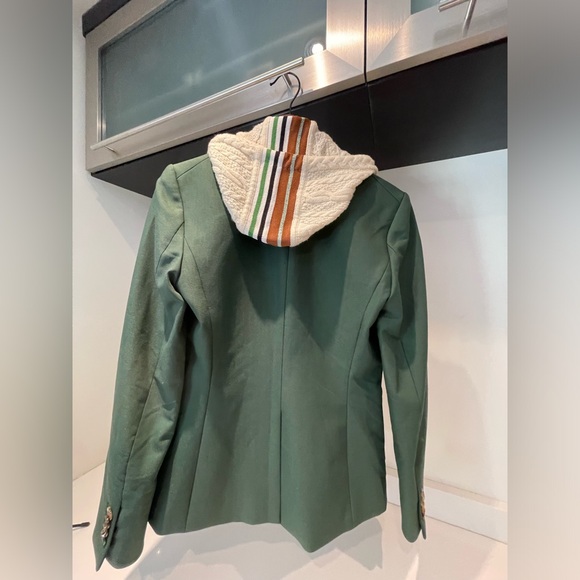 $250 Veronica Beard Poe stripe Hoodie Dickey Blazer/Jacket Insert Ivory green - Picture 1 of 16